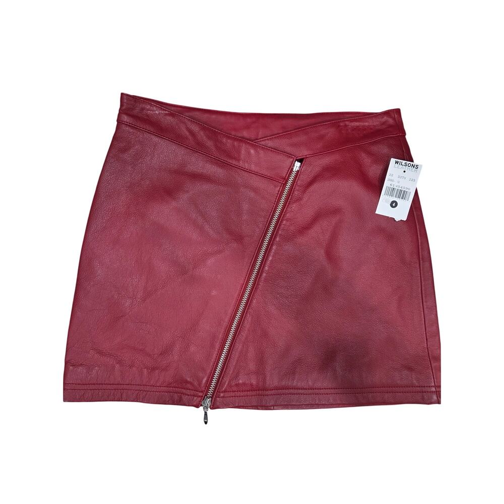 NWT Vintage 90's Wilson's Red Leather Mini Skirt Women's Size 4